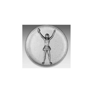 Emblem D=50mm Cheerleader, silberfarben in Kunststoff fr Pokale und Medaillen