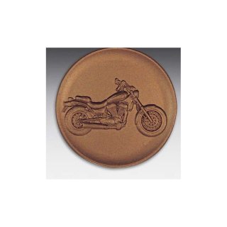 Emblem D=50mm Chopper-Motorrad, bronzefarben in Kunststoff fr Pokale und Medaillen