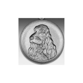 Emblem D=50mm Cockerspaniel, silberfarben in Kunststoff fr Pokale und Medaillen