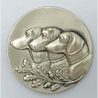 Emblem D=50mm Dackel 3er, silberfarben in Metal