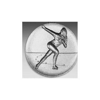 Emblem D=50mm Eisschnell-Luferin, silberfarben in Kunststoff fr Pokale und Medaillen