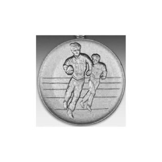 Emblem D=50mm Flag - Football, silberfarben in Kunststoff fr Pokale und Medaillen