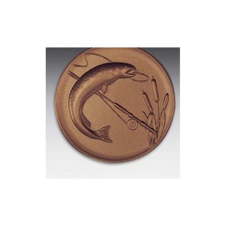 Emblem D=50mm Forelle,  bronzefarben, siber- oder goldfarben