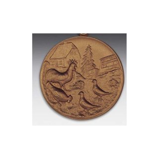 Emblem D=50mm Geflgel Zucht, bronzefarben in Kunststoff fr Pokale und Medaillen