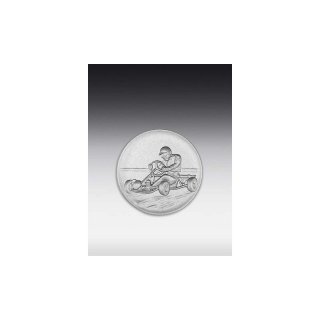 Emblem D=50mm Go-Kart, silberfarben in Kunststoff fr Pokale und Medaillen