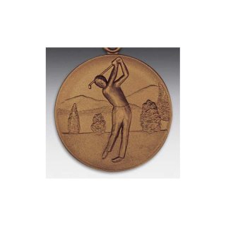 Emblem D=50mm Golfspieler, bronzefarben in Kunststoff fr Pokale und Medaillen