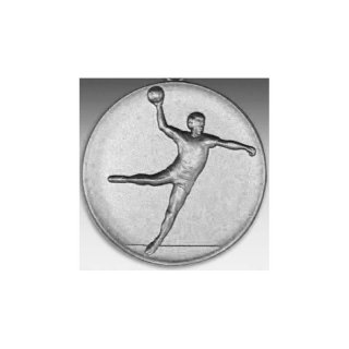 Emblem D=50mm Handball - Mann, silberfarben in Kunststoff fr Pokale und Medaillen