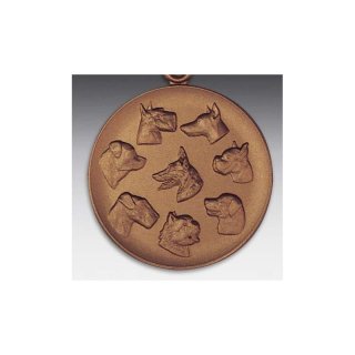 Emblem D=50mm Hunde Gebr., bronzefarben in Kunststoff fr Pokale und Medaillen