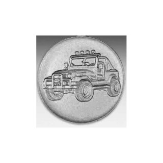 Emblem D=50mm Jeep, silberfarben in Kunststoff fr Pokale und Medaillen
