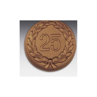 Emblem D=50mm Jubilum 25 Jhrig mit , bronzefarben in Kunststoff fr Pokale und MedaillenKranz