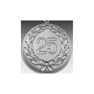 Emblem D=50mm Jubilum 25 Jhrig mit , silberfarben in Kunststoff fr Pokale und MedaillenKranz