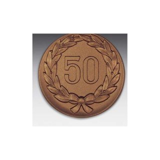Emblem D=50mm Jubilum 50 Jhrig mit Kranz, bronzefarben in Kunststoff fr Pokale und Medaillen