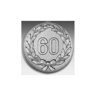 Emblem D=50mm Jubilum, 60 Jhriges mit Kranz, silberfarben in Kunststoff fr Pokale und Medaillen
