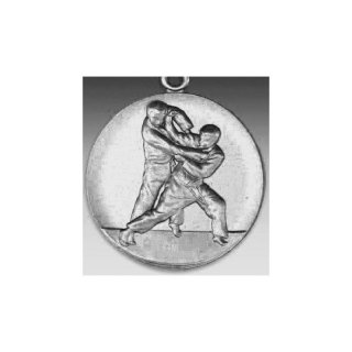 Emblem D=50mm Judo, silberfarben in Kunststoff fr Pokale und Medaillen