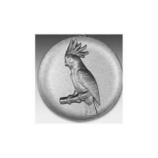 Emblem D=50mm Kakadu, silberfarben in Kunststoff fr Pokale und Medaillen