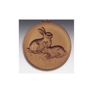Emblem D=50mm Kaninchen,  bronzefarben, siber- oder goldfarben