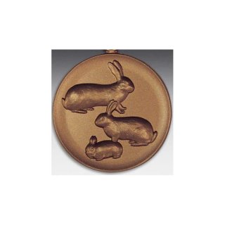 Emblem D=50mm Kaninchen drei Stck, bronzefarben in Kunststoff fr Pokale und Medaillen