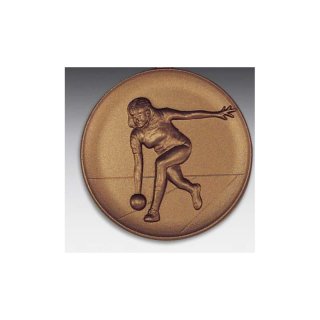 Emblem D=50mm Keglerin, bronzefarben in Kunststoff fr Pokale und Medaillen