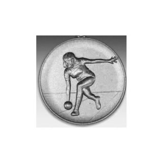 Emblem D=50mm Keglerin, silberfarben in Kunststoff fr Pokale und Medaillen