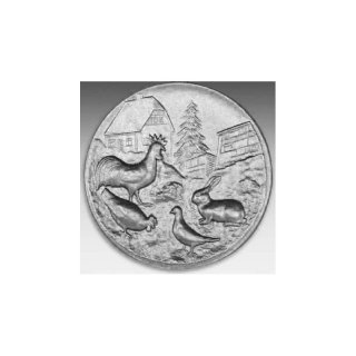 Emblem D=50mm Kleintierzucht, silberfarben in Kunststoff fr Pokale und Medaillen