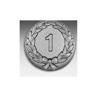 Emblem D=50mm Kranz 1 , silberfarben in Kunststoff fr Pokale und Medaillen