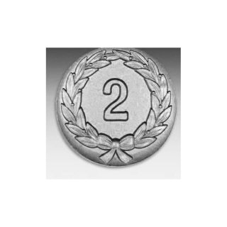 Emblem D=50mm Kranz 2 , silberfarben in Kunststoff fr Pokale und Medaillen