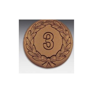 Emblem D=50mm Kranz 3 , bronzefarben in Kunststoff fr Pokale und Medaillen
