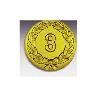 Emblem D=50mm Kranz 3 , goldfarben in Kunststoff fr Pokale und Medaillen