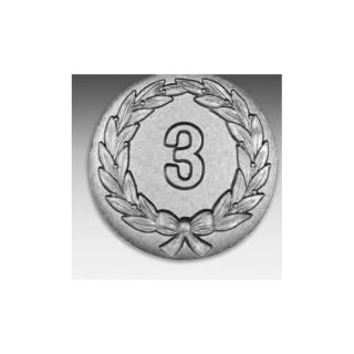 Emblem D=50mm Kranz 3 , silberfarben in Kunststoff fr Pokale und Medaillen