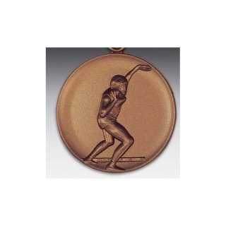 Emblem D=50mm Kugelstoen Frauen, bronzefarben in Kunststoff fr Pokale und Medaillen