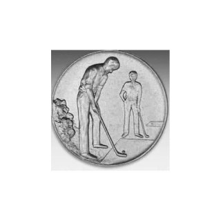 Emblem D=50mm Minigolf - Mann, silberfarben in Kunststoff fr Pokale und Medaillen