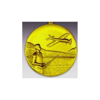 Emblem D=50mm Modellflug, goldfarben in Kunststoff fr Pokale und Medaillen
