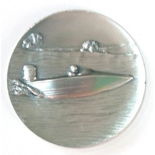 Emblem D=50mm Motorboot, silberfarben schwere Metallausfhrung