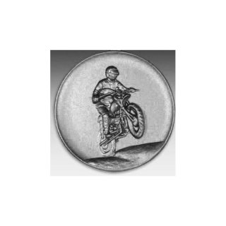 Emblem D=50mm Motorrad Gelnde, silberfarben in Kunststoff fr Pokale und Medaillen