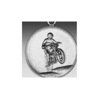 Emblem D=50mm Motorrad Gelnde, silberfarben in Kunststoff fr Pokale und Medaillen