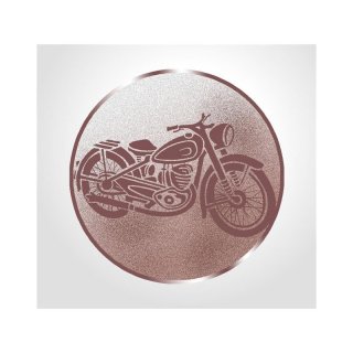 Emblem D=50mm Oldtimer Motorrad, bronzefarbig