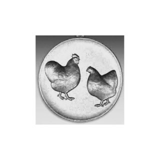 Emblem D=50mm Orpington, Vogel, silberfarben in Kunststoff fr Pokale und Medaillen
