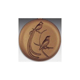 Emblem D=50mm Paradiesvogel, bronzefarben, siber- oder goldfarben