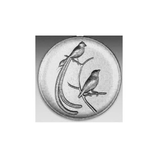 Emblem D=50mm Paradiesvogel, silberfarben in Kunststoff fr Pokale und Medaillen