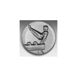 Emblem D=50mm Pferd - Turnen, silberfarben in Kunststoff fr Pokale und Medaillen