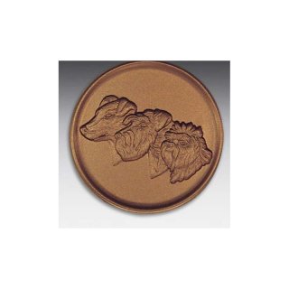 Emblem D=50mm Pinscher - Schnautzer, bronzefarben in Kunststoff fr Pokale und Medaillen