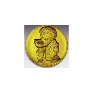 Emblem D=50mm Pudel, goldfarben in Kunststoff f�r Pokale und Medaillen