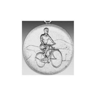 Emblem D=50mm Radfahrer, silberfarben in Kunststoff fr Pokale und Medaillen