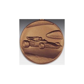 Emblem D=50mm Rennwagen, bronzefarben in Kunststoff fr Pokale und Medaillen