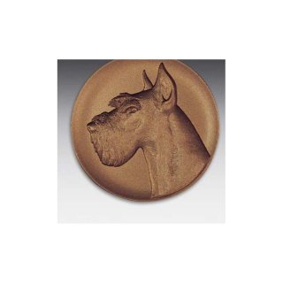 Emblem D=50mm Riesenschnauzer, bronzefarben in Kunststoff fr Pokale und Medaillen