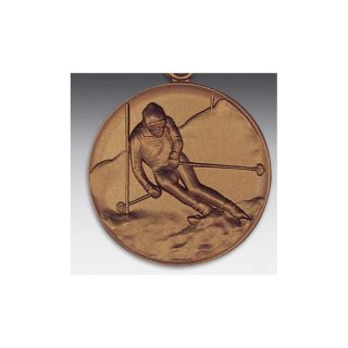 Emblem D=50mm Riesentorlauf, bronzefarben in Kunststoff fr Pokale und Medaillen