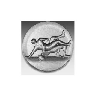 Emblem D=50mm Ringer, silberfarben in Kunststoff fr Pokale und Medaillen