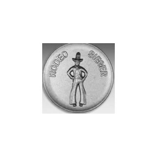 Emblem D=50mm Rodeo Western, silberfarben in Kunststoff fr Pokale und Medaillen