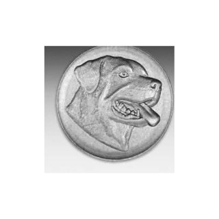 Emblem D=50mm Rottweilerkopf neu, silberfarben in Kunststoff fr Pokale und Medaillen