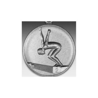 Emblem D=50mm Schwimmer, silberfarben in Kunststoff fr Pokale und Medaillen